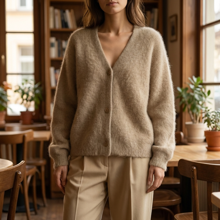 Oversized Button-Front Knit Cardigan for Women