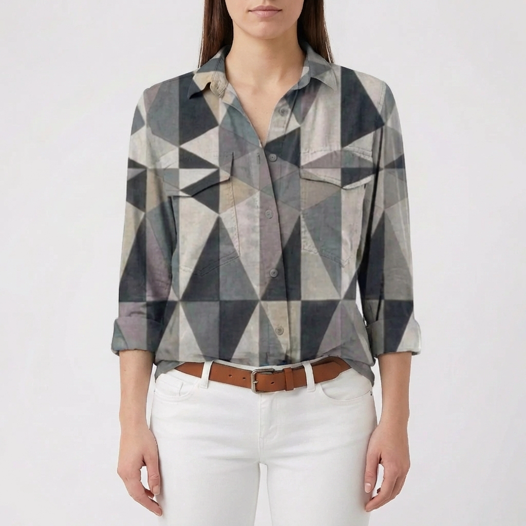 Button-Front Floral Print Blouse