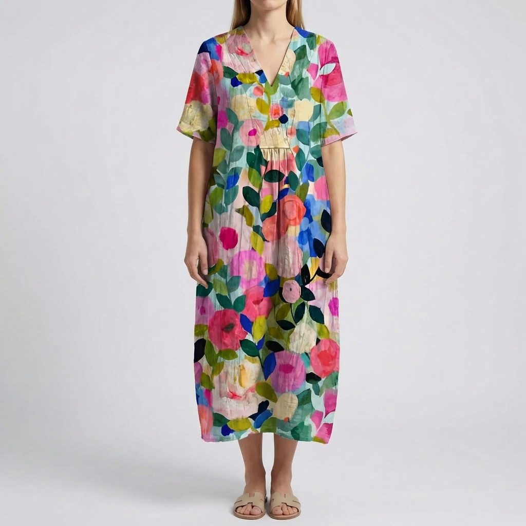 Floral Print Midi-Length Dress