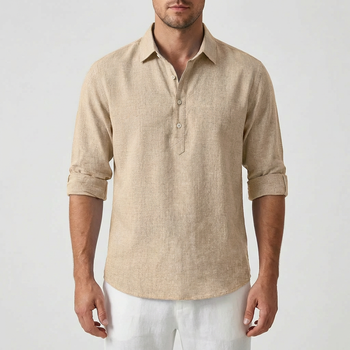 Long Sleeve Collared Pullover Shirt