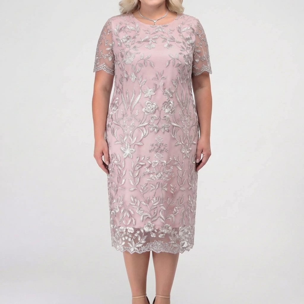 Floral Lace Overlay Midi Dress