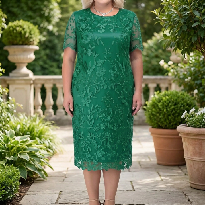Floral Lace Overlay Midi Dress