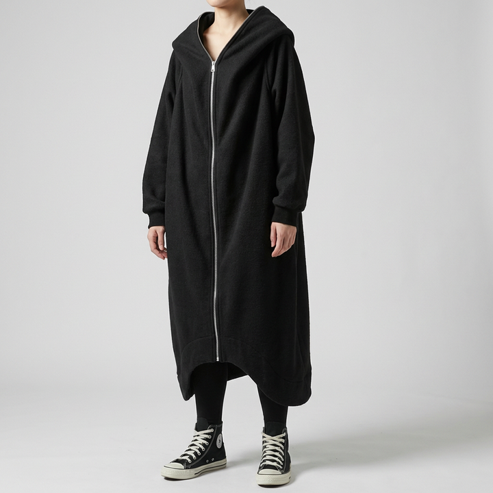 Oversized Women's Coat with Hood and Zipper