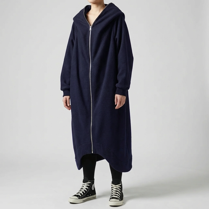 Oversized Women's Coat with Hood and Zipper