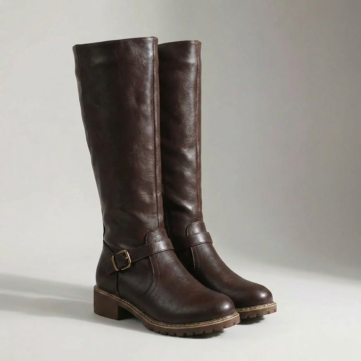 Knee-High Riding Boot With Buckle Detail