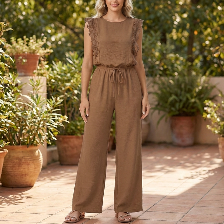 Ruffle-Trim Wide-Leg Two-Piece Set