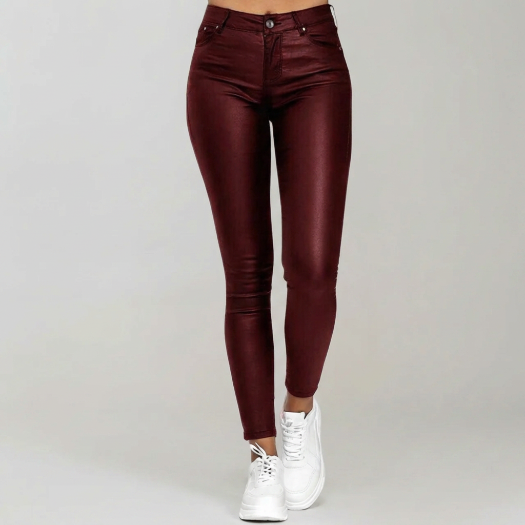 Elegant High-Waist PU Leather Pants for Women