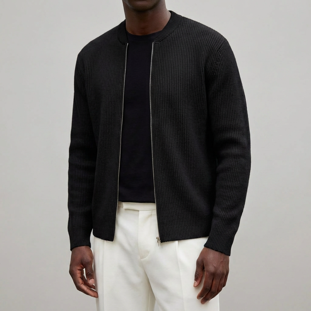 Casual Zipper Knit Cardigan for Men