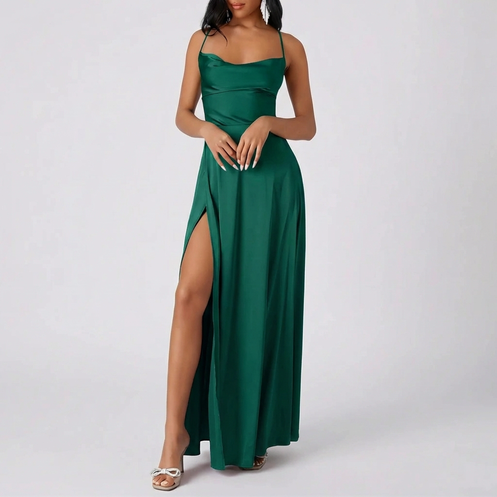Backless Maxi Dress With High Slit