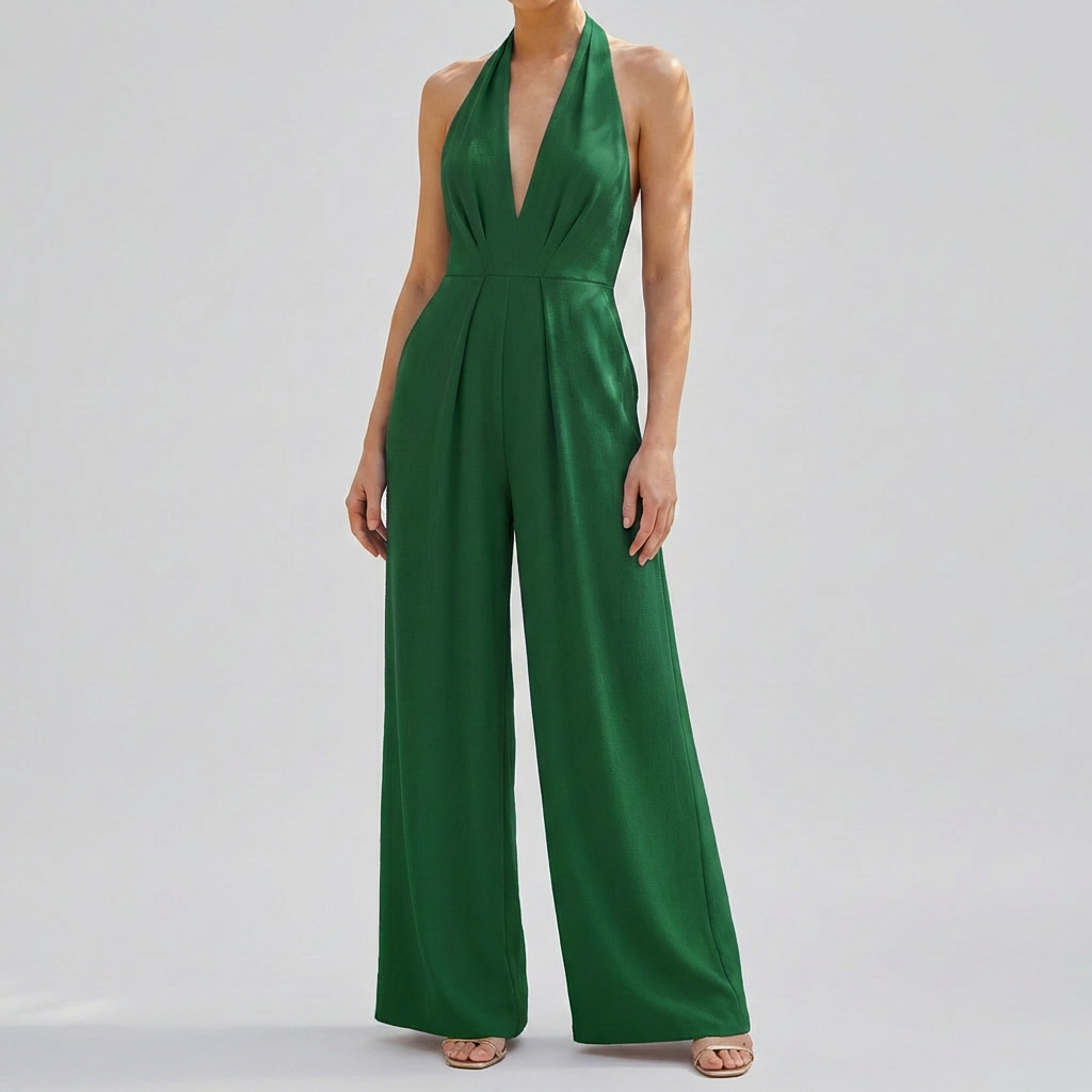 Deep V Neck Backless Jumpsuit for Women