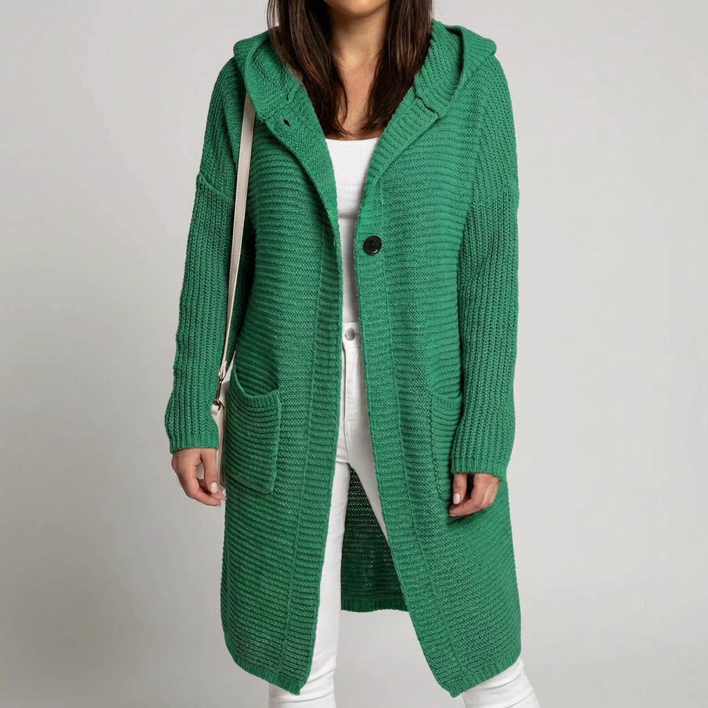Cozy Knit Hooded Cardigan for Women