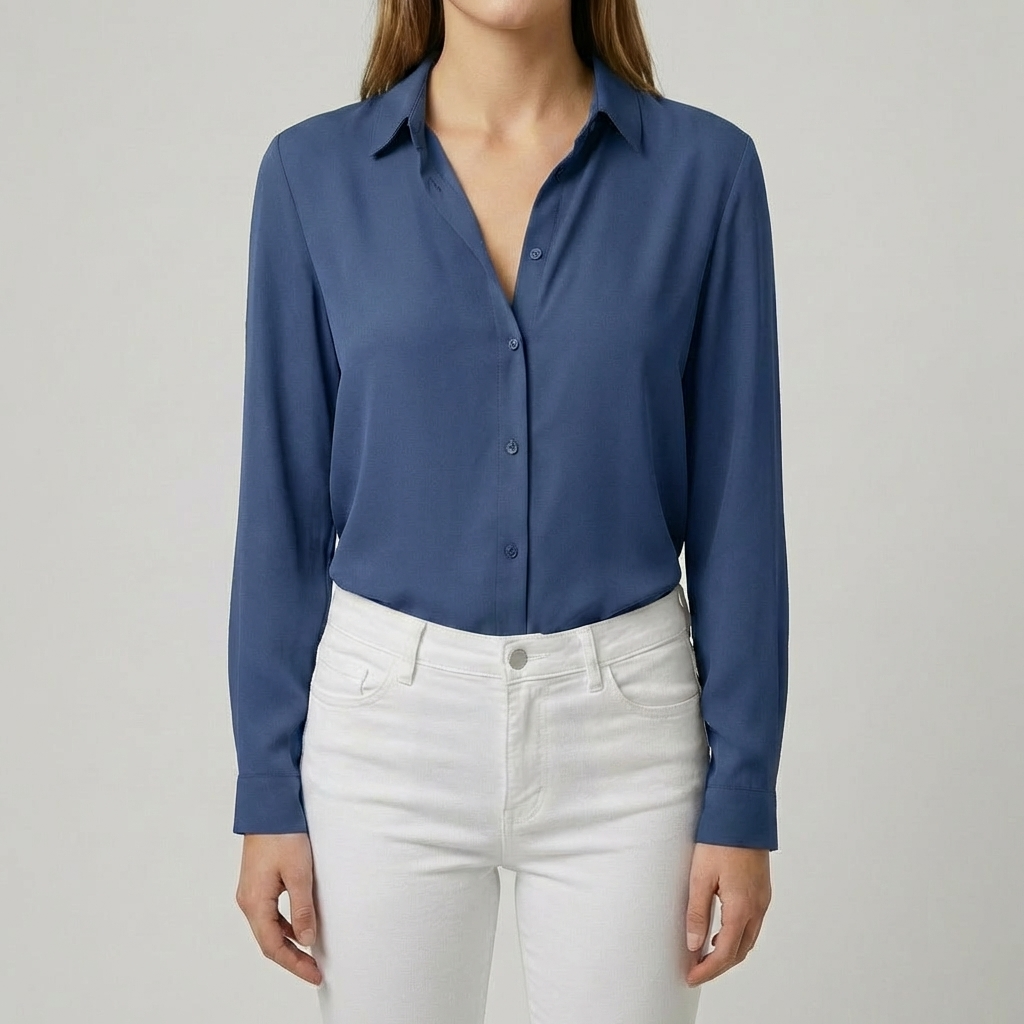 Women’s Button Up Blouse with Collared Neckline