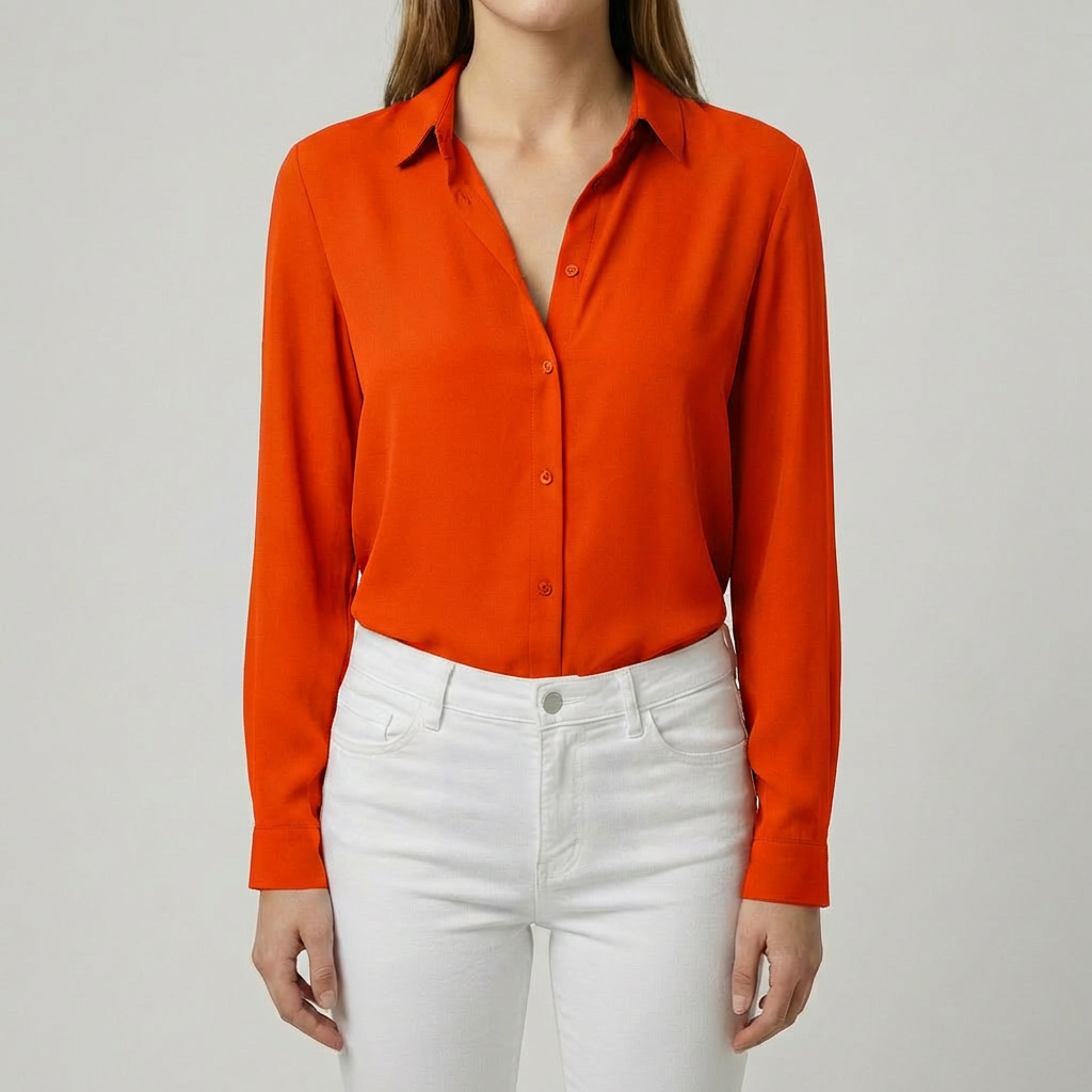 Women’s Button Up Blouse with Collared Neckline