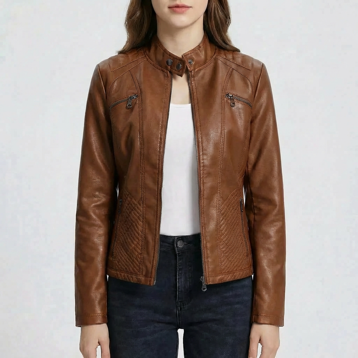Slim-Fit Moto Jacket for Women