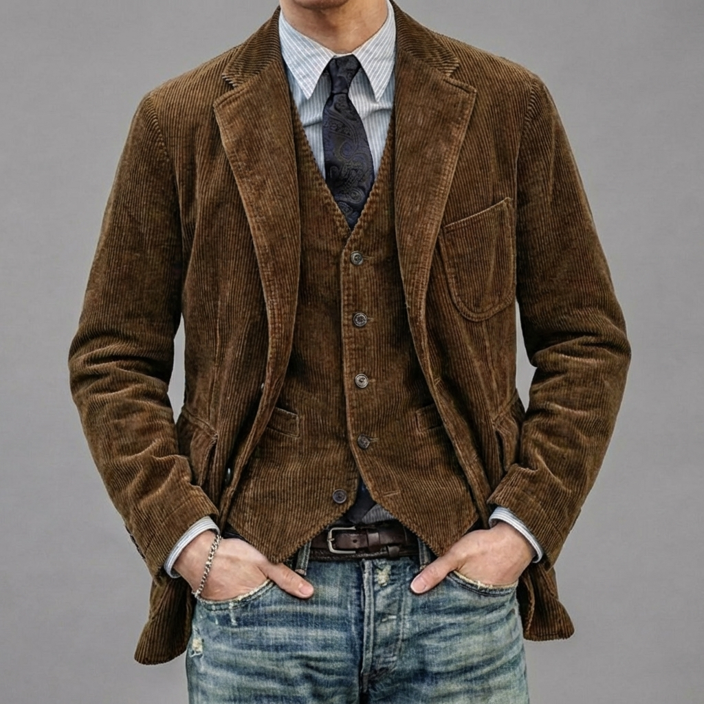 Stylish Vintage Blazer and Vest Set