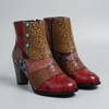 Patchwork Print Block Heel Ankle Boot