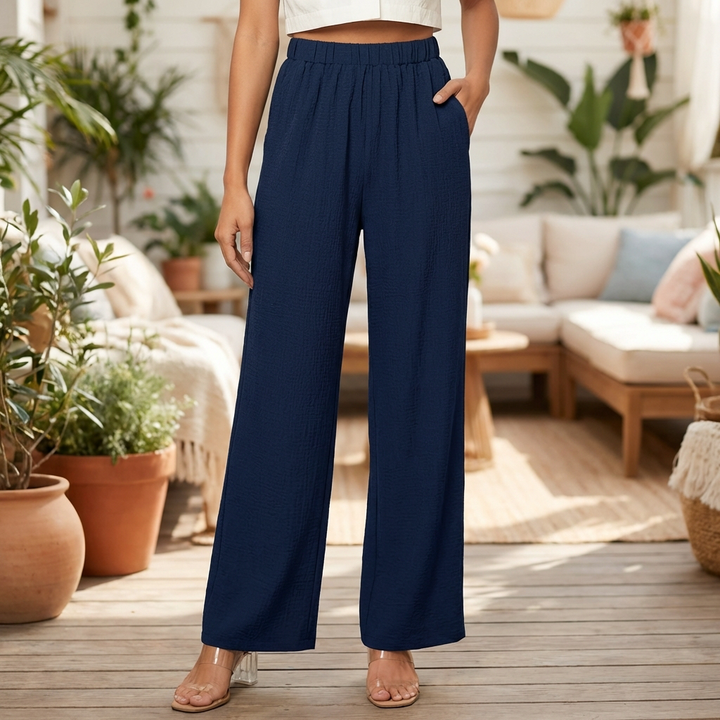 Women’s Straight-Leg Trousers with Elastic Waist