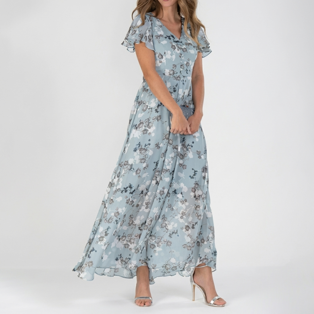 Vintage Floral Print Maxi Dress for Women