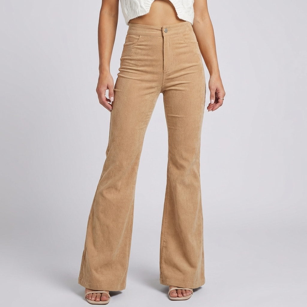 Trendy Corduroy Flare Pants for Women