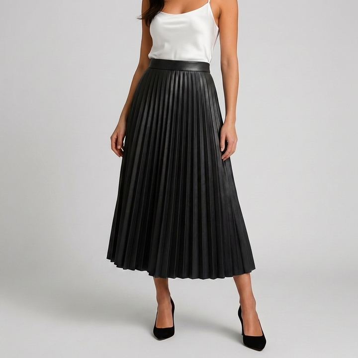 Satin Pleated High-Waist Skirt for Women