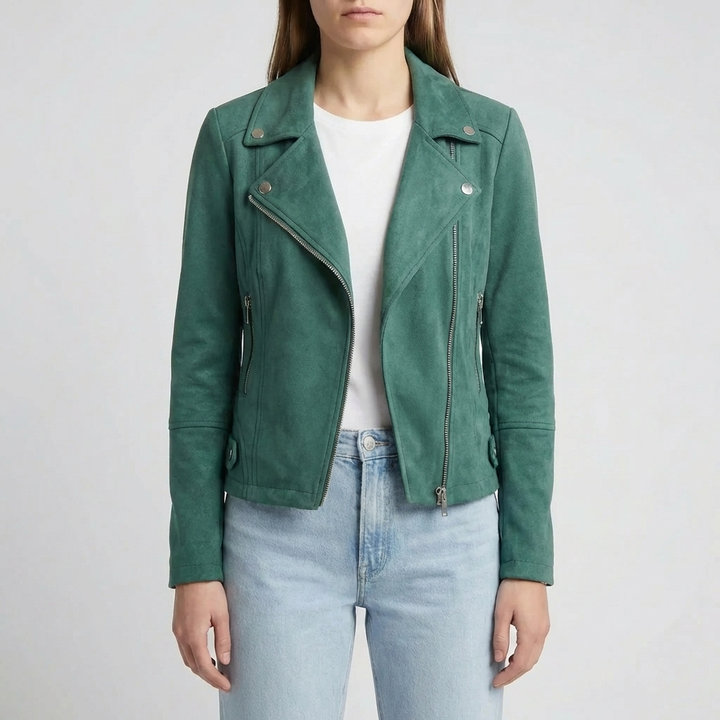 Cropped Moto-Style Zip-Up Jacket