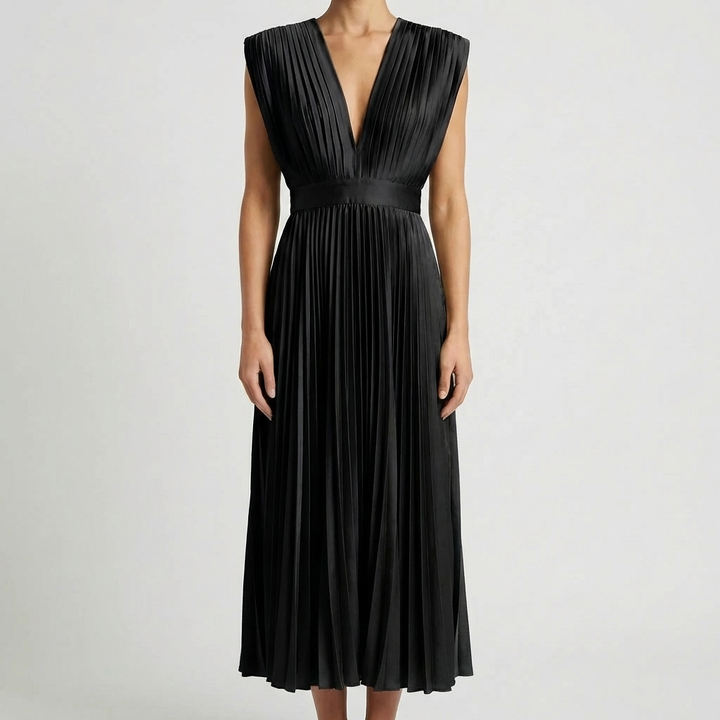 Sleeveless Pleated Midi Dress