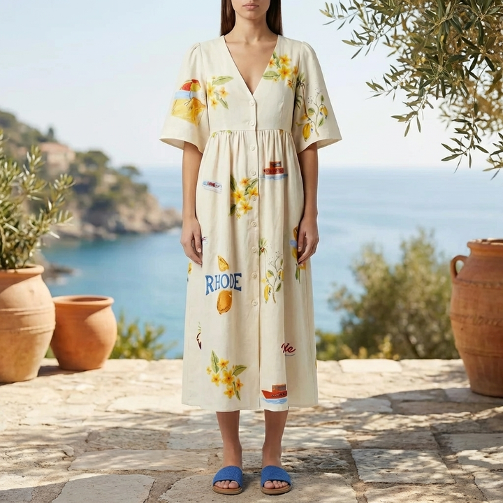 Relaxed Fit Floral Print Midi Dress