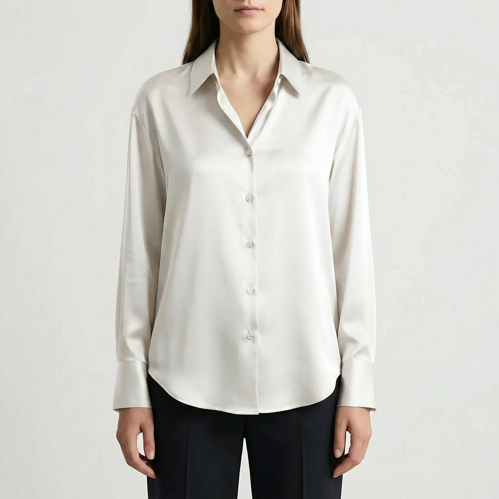 Loose Button-Up Long Sleeve Blouse