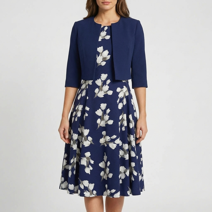 Abstract Print Midi-Length Dress