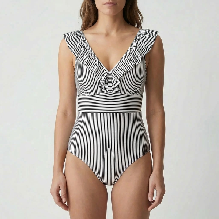 Retro Striped One-Piece Swimsuit for Women