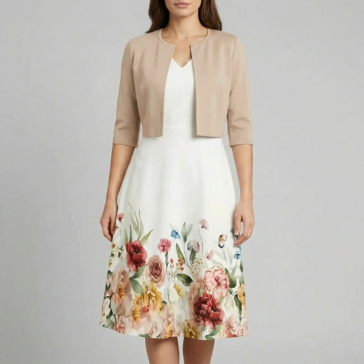 Abstract Print Midi-Length Dress