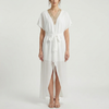 Belted V-Neck Midi Dress