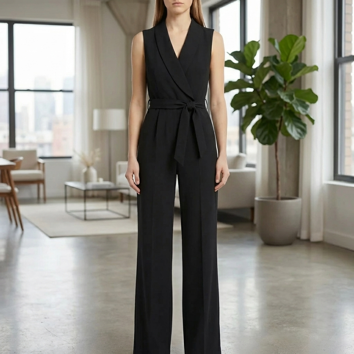 Sleeveless Wide-Leg Wrap Jumpsuit