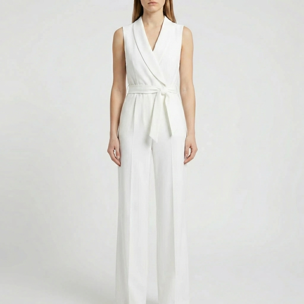 Sleeveless Wide-Leg Wrap Jumpsuit