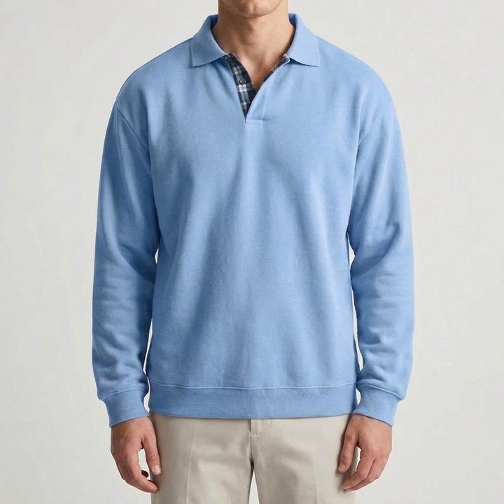 Long-Sleeve Polo Collar Pullover