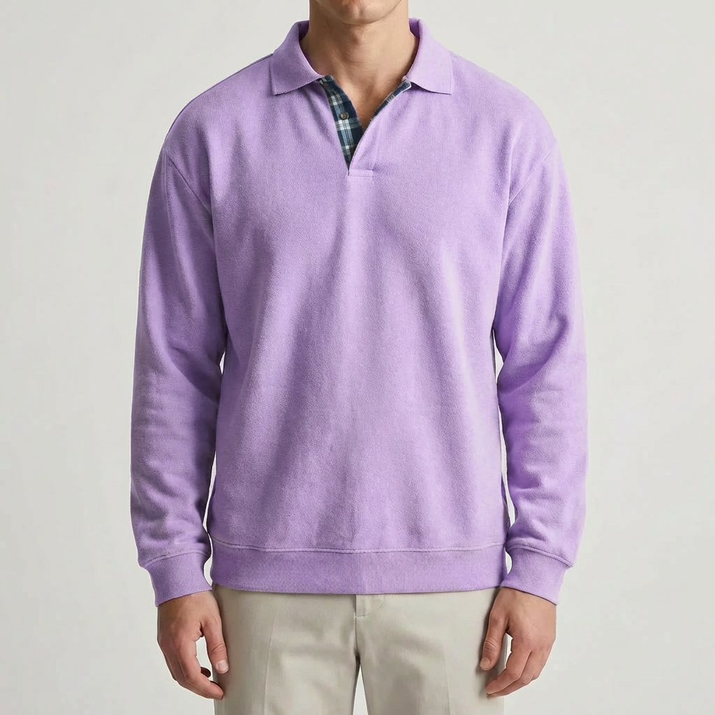 Long-Sleeve Polo Collar Pullover