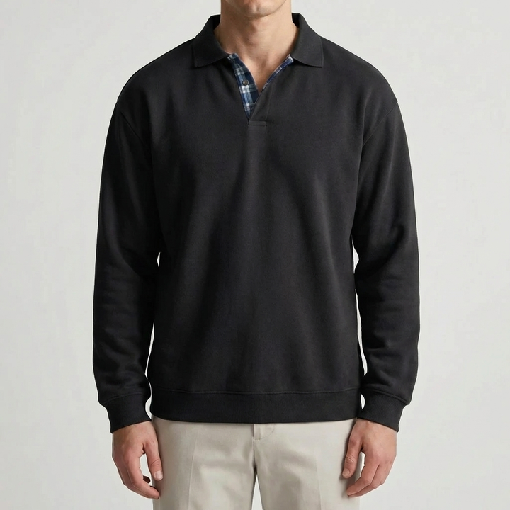 Long-Sleeve Polo Collar Pullover
