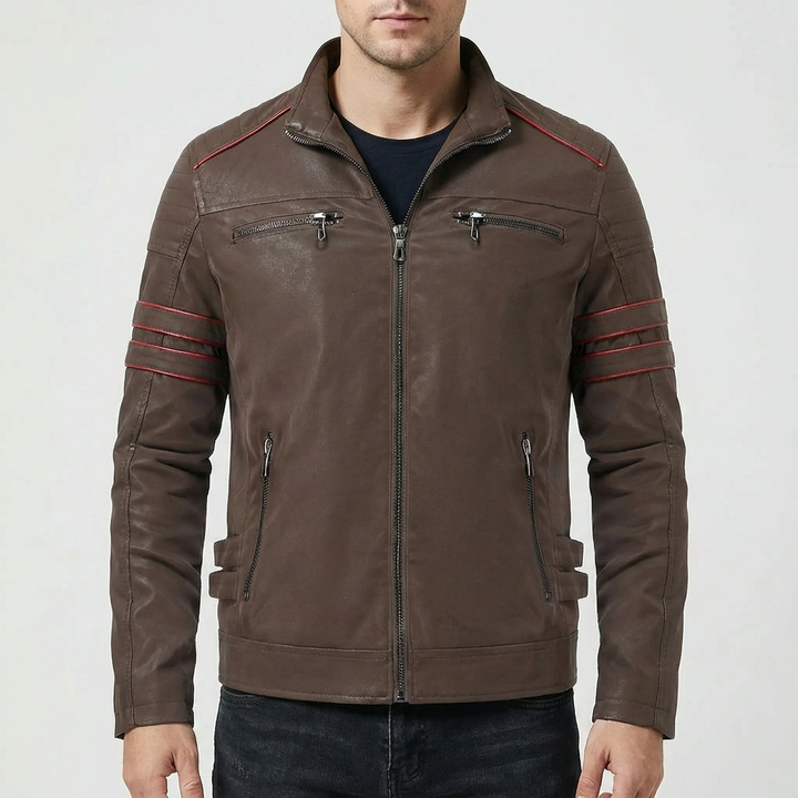 Tailored Biker-Style Zip-Up Jacket