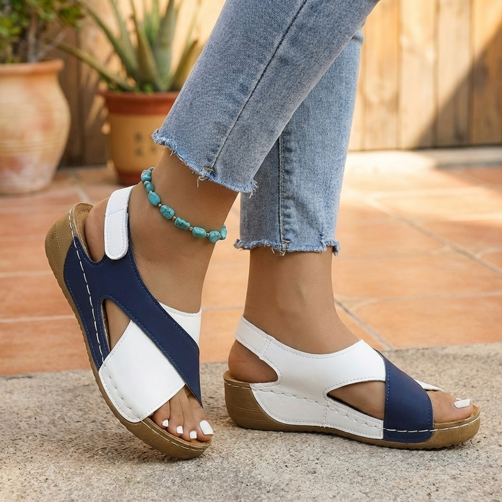 Color-Block Wedge Platform Sandals for Women