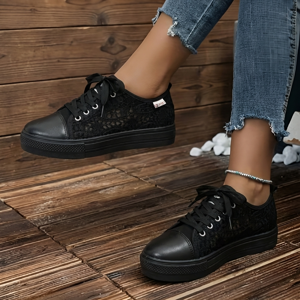 Lace-Knit Platform Sneaker For Women