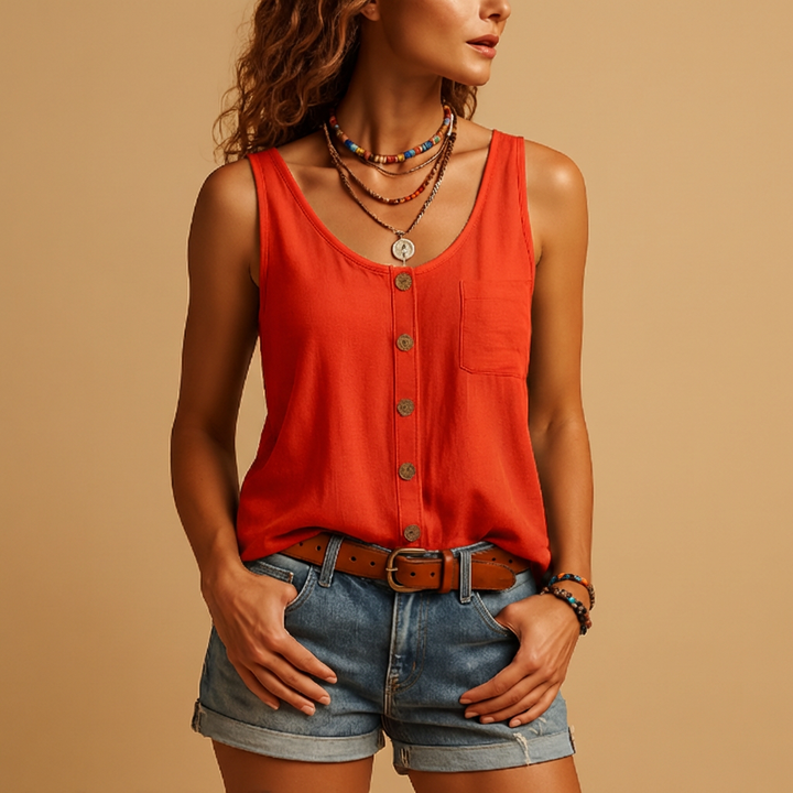 Women’s Sleeveless Button-Down Blouse