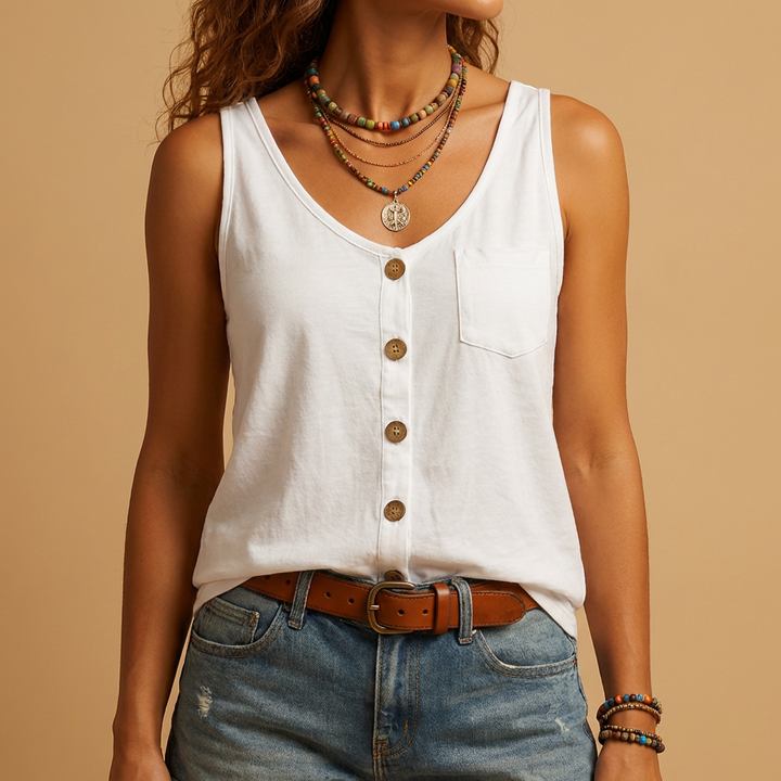 Women’s Sleeveless Button-Down Blouse