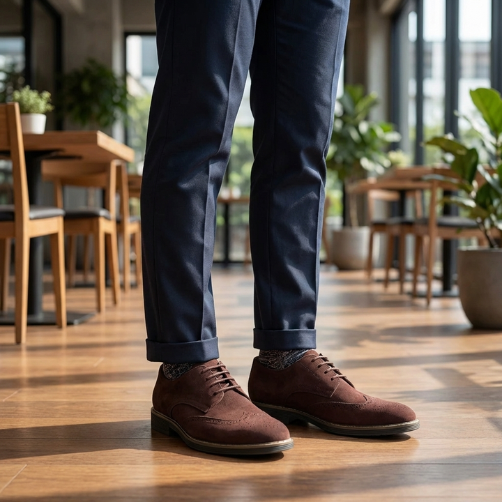 Brogue Detail Lace-Up Oxford Shoe for Men
