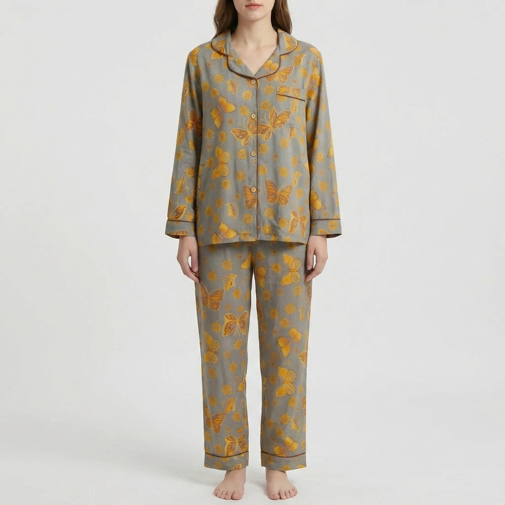 2-Piece Butterfly Print Loungewear Set