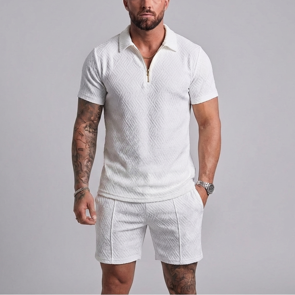Casual Zipper Collar Summer Tracksuit Outfit