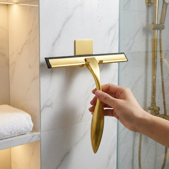 Compact Glass Squeegee With Wall Hooks