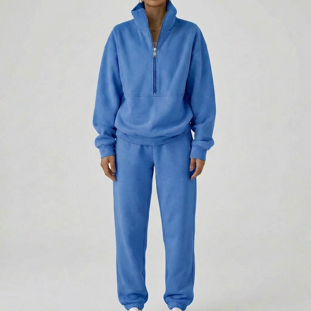 Comfortable Tracksuit Pullover with Zipper for Women