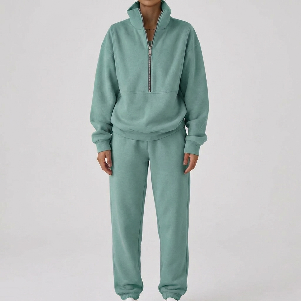 Comfortable Tracksuit Pullover with Zipper for Women
