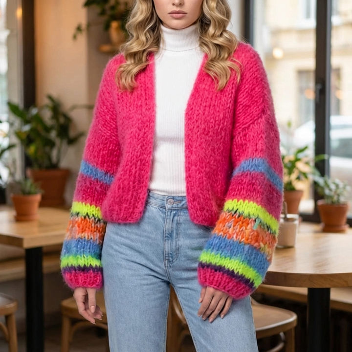 Striped Open Front Cardigan for Women