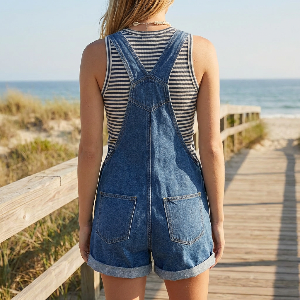 Sleeveless Denim Jumpsuit Casual Chic